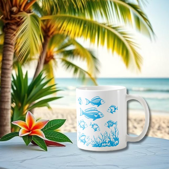 Fiske under Vatten-Fiskare Stil Trend Mugg (Fishes Fisherman Trend Beach Summer Mug)