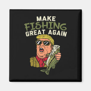 Fiske Underbar igen Trump Funny Fisherman Angler G Magnet