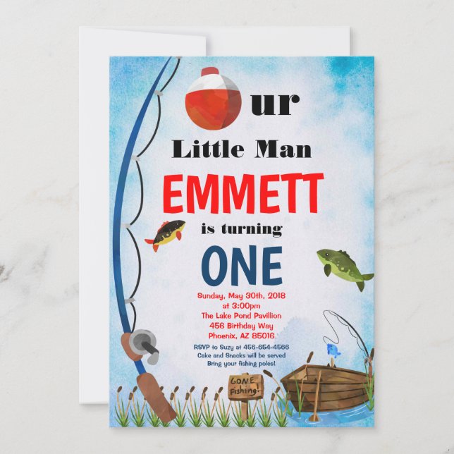 Fiske utanför dörröppning Sommar valfri ålder förs Inbjudningar (Framsida)