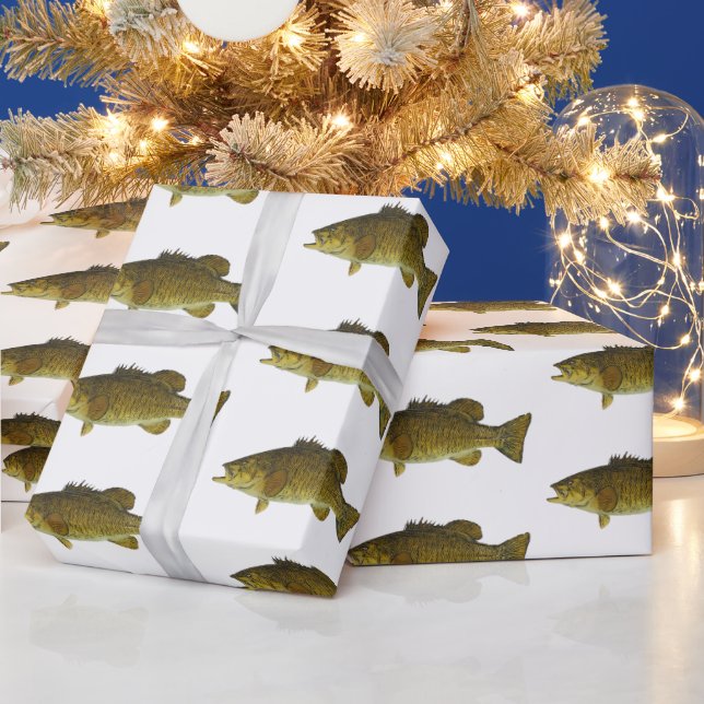 Fiske vid Smallmouth Bass Mönster Manar Party Presentpapper (Helgdagar)