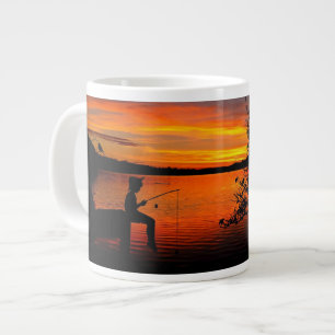 Fiske vid solnedgång jumbo mugg