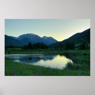 Fiske vid solnedgång poster