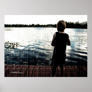 Fiske vid solnedgång poster