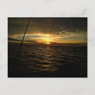 Fiske vid solnedgång vykort