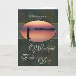 Fiske vid Sunset Fars dag Card Kort