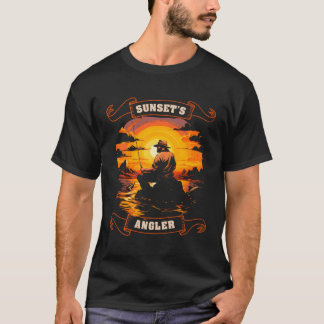 Fiske vid Sunset Sjö Fisherman Angler T Shirt