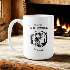 Fiske Whisper Funny Fisherman med valfri Namn Kaffemugg