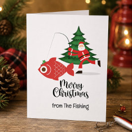 Fiskeälskare julhelg med tomte julkort