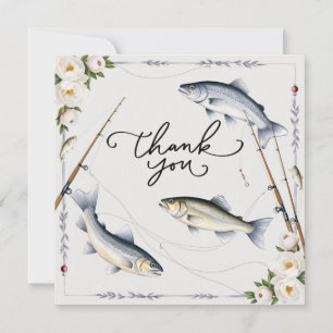 Fiskeälskare Tack med fisk och blommor Kort