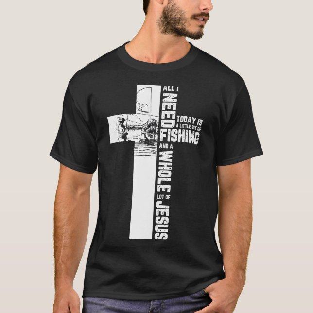 Fiskeangler Kor Jesus Kristna offerter T Shirt (Framsida)