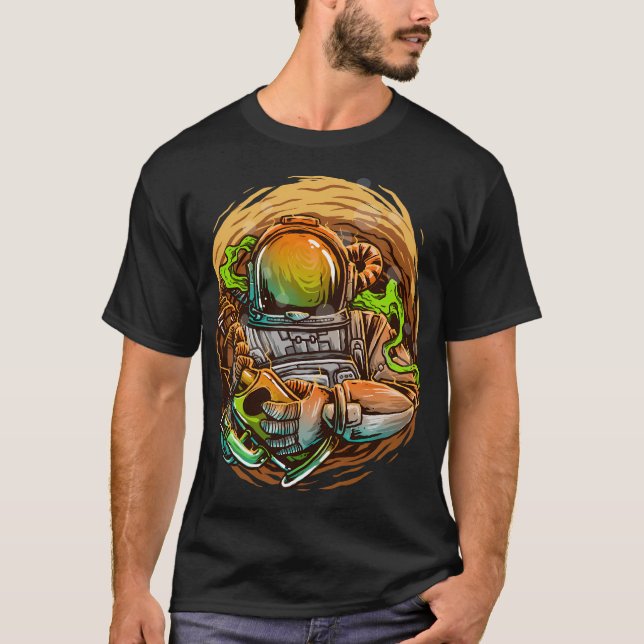 Fiskeastronautillustration T Shirt (Framsida)