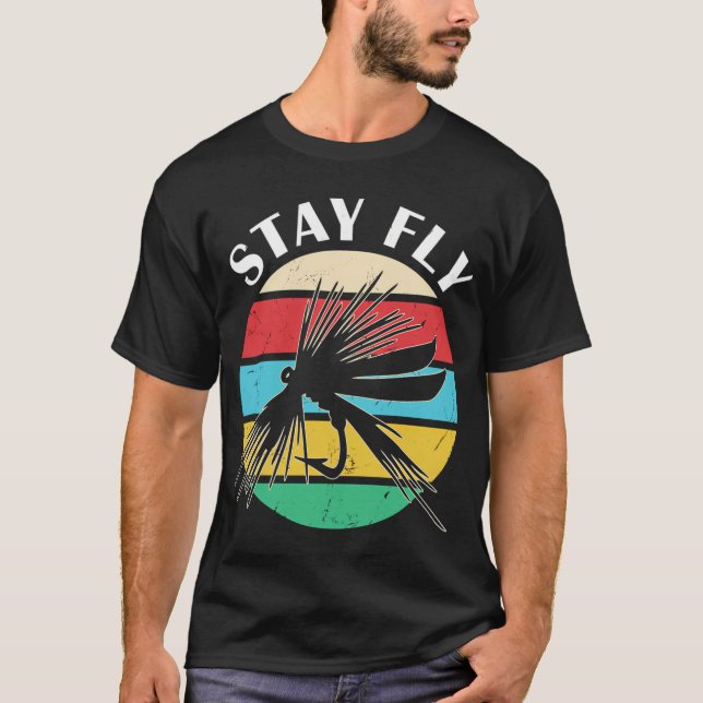 Fiskeäventyr Retro solnedgångsdesign T Shirt (Framsida)