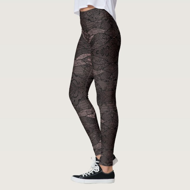 Fiskebaljor från Faux Black Snöre Unik Leggings (Vänster)