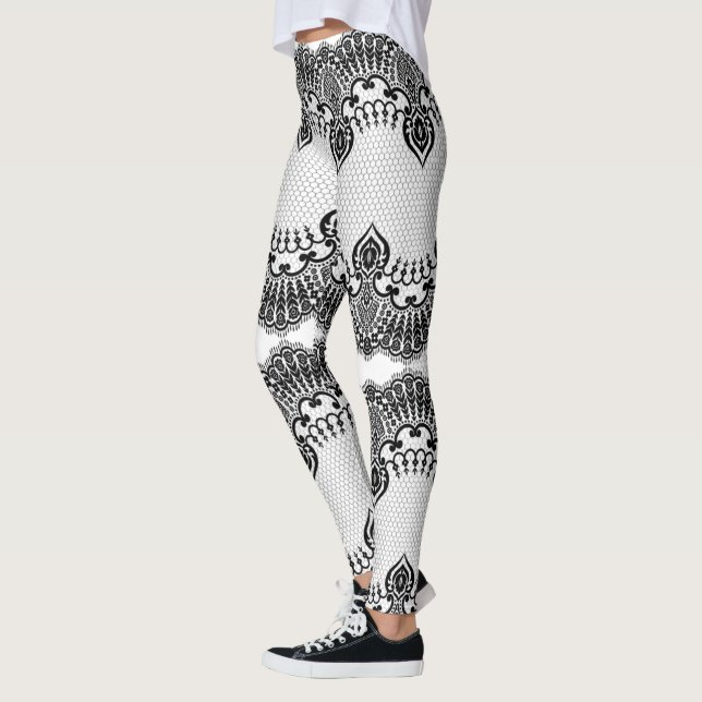 Fiskebaljor från Faux Black Snöre - välj Färg Leggings (Vänster)
