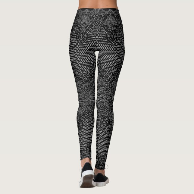 Fiskebaljor i Faux Black Snöre - Ditt Färg Leggings (Baksida)