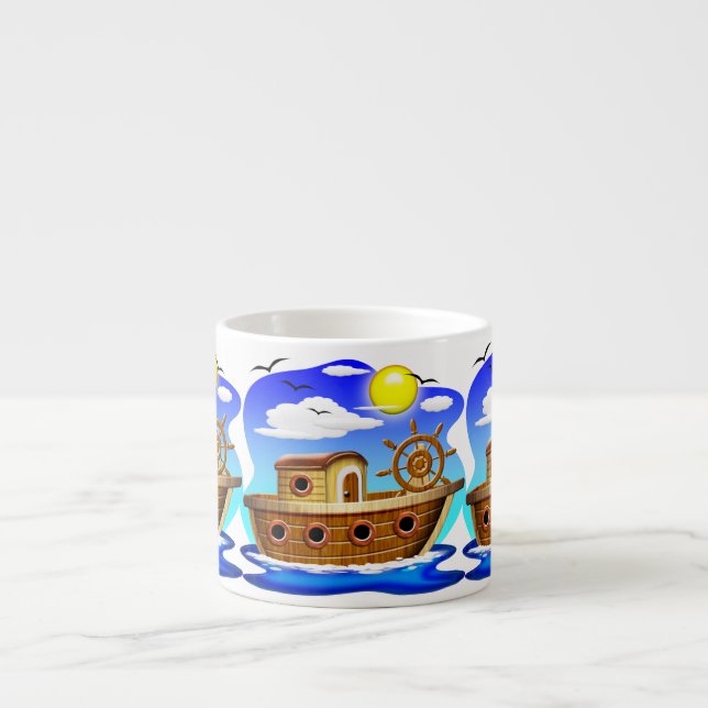 Fiskebåt Cartoon  Espressomugg (Framsidan)