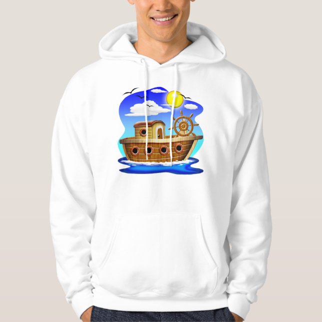 Fiskebåt Cartoon  Hoodie (Framsida)