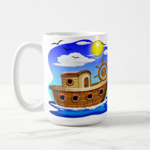 Fiskebåt Cartoon Kaffemugg