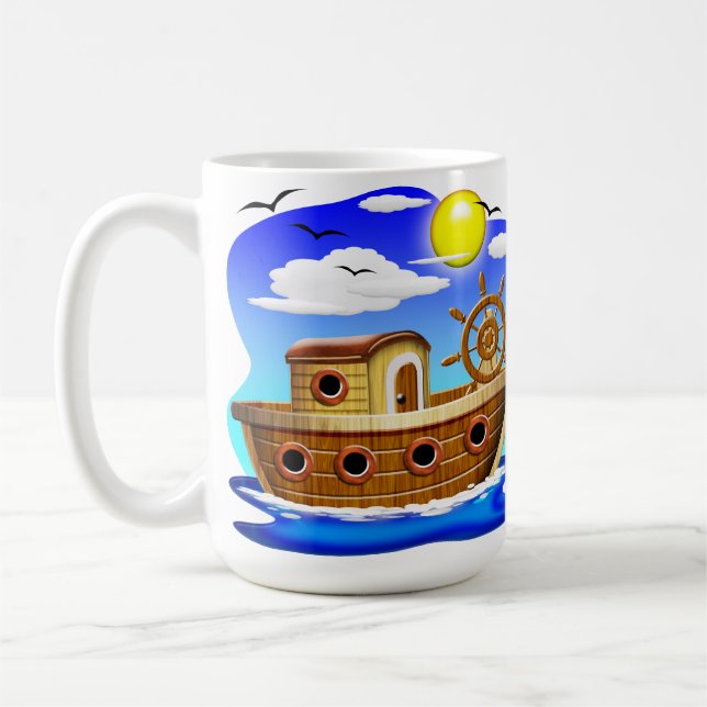 Fiskebåt Cartoon  Kaffemugg (Vänster)