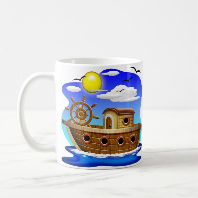 Fiskebåt Cartoon  Kaffemugg (Vänster)