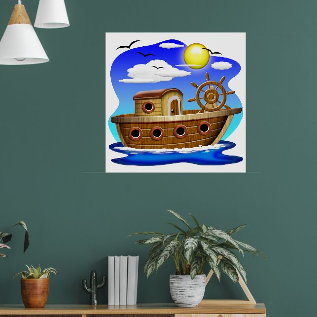 Fiskebåt Cartoon  Poster (Vardagsrum 1)