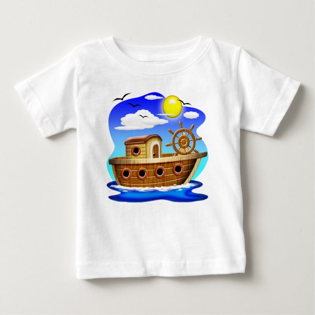 Fiskebåt Cartoon  T Shirt (Framsida)