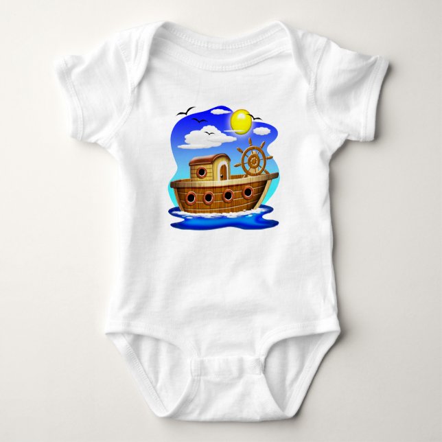 Fiskebåt Cartoon  T Shirt (Framsida)