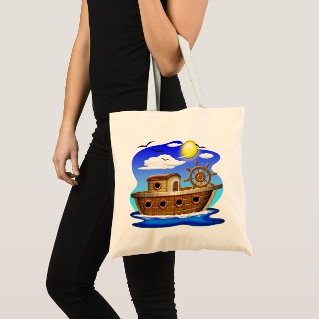 Fiskebåt Cartoon  Tygkasse (Framsida (produkt))