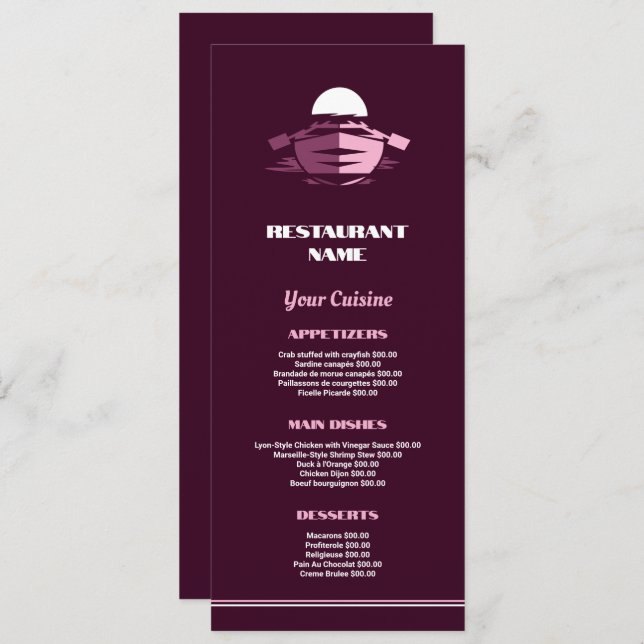 Fiskebåt, restaurang Slimline Meny (Fram/baksida)