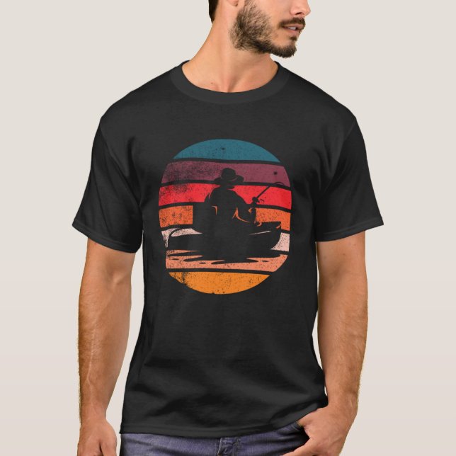 Fiskebåt Vintage Solnedgång T Shirt (Framsida)