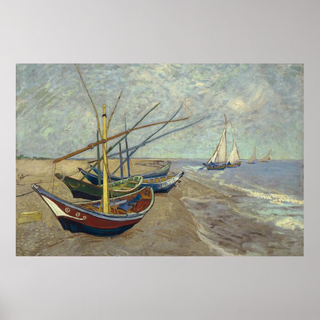 Fiskebåtar av Vincent Van Gogh Poster (Framsidan)
