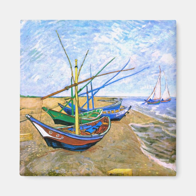 Fiskebåtar Beach Saintes-Maries Van Gogh-Bran Magnet (Framsidan)