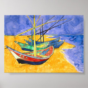 Fiskebåtar Beach Saintes-Maries Van Gogh-Bran Poster