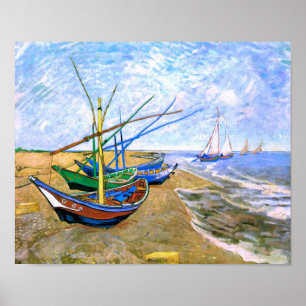 Fiskebåtar Beach Saintes-Maries Van Gogh-Bran Poster