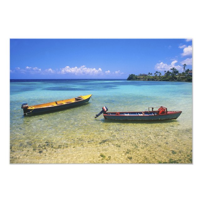 Fiskebåtar, Boston Beach, Port Antonio, Fototryck (Framsidan)