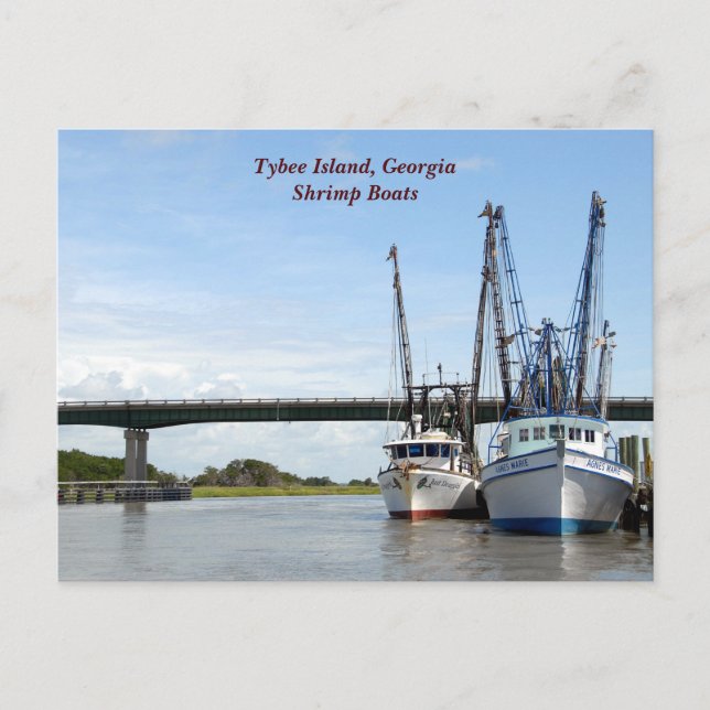 Fiskebåtar från Tybee Island Georgia Vykort (Framsida)