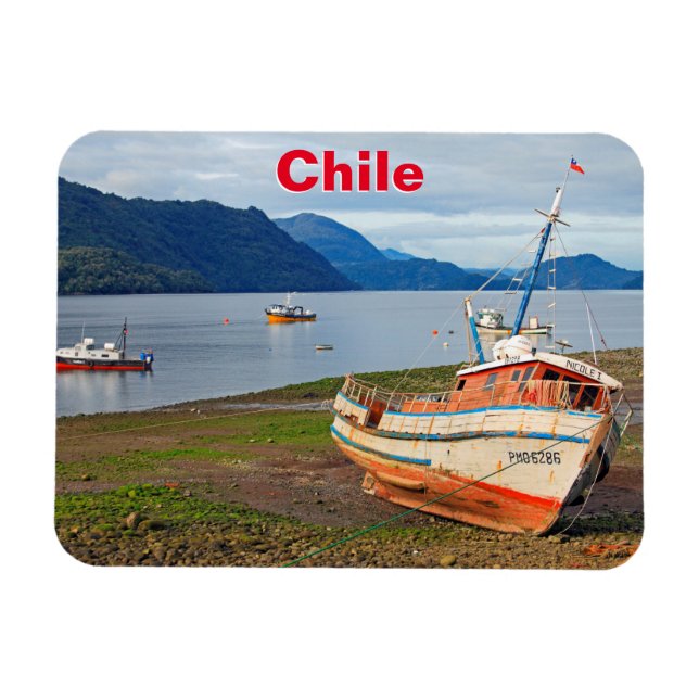 Fiskebåtar, Hornopiren, Chile Magnet (Horisontell)