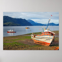 Fiskebåtar, Hornopiren, Chile