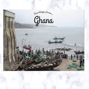 Fiskebåtar i Bukt i Guinea Ghana Vykort