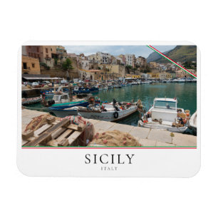 Fiskebåtar i Castellammare del Golfo, Sicilien Magnet