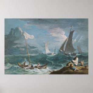 Fiskebåtar i en storm poster