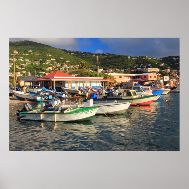Fiskebåtar i Frenchtown, St. Thomas USVI Poster (Framsidan)