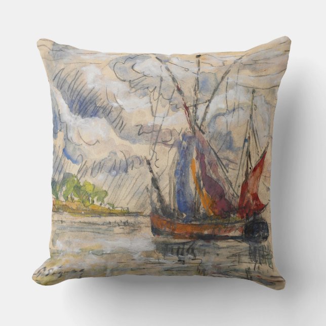 Fiskebåtar i La Rochelle, c.1919-21 Kudde (Framsida)