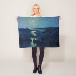 Fiskebåtar i månljuset (Camaret, Frankrike) Fleecefilt