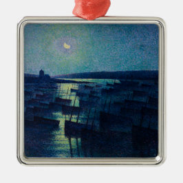 Fiskebåtar i månljuset (Camaret, Frankrike) Julgransprydnad Metall