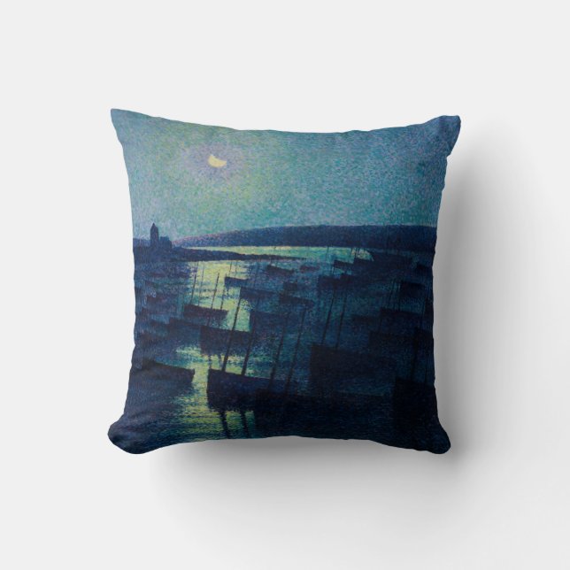 Fiskebåtar i månljuset (Camaret, Frankrike) Kudde (Framsida)