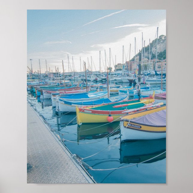 Fiskebåtar i Nice, Franska Rivieran Poster (Framsidan)