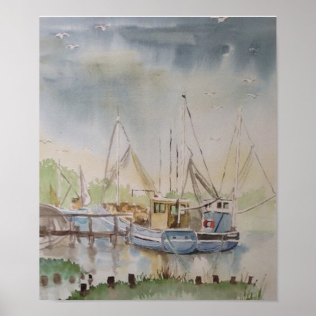 Fiskebåtar i Rye Harbour East Sussex England Poster (Framsidan)