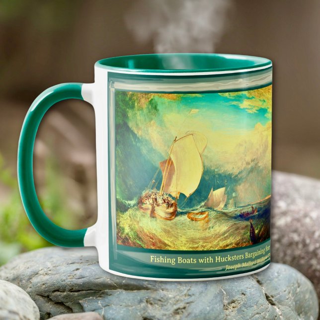 Fiskebåtar, målningsmaximalist mugg (Sip in Style: Fishing Boats Painting Maximalist Mug!)