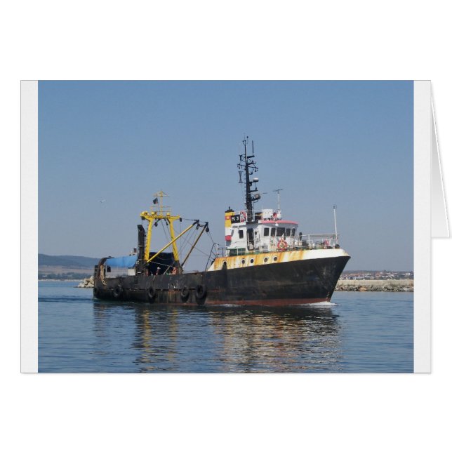 Fiskebåtar med rost hälsningskort (Framsidan Horizontal)